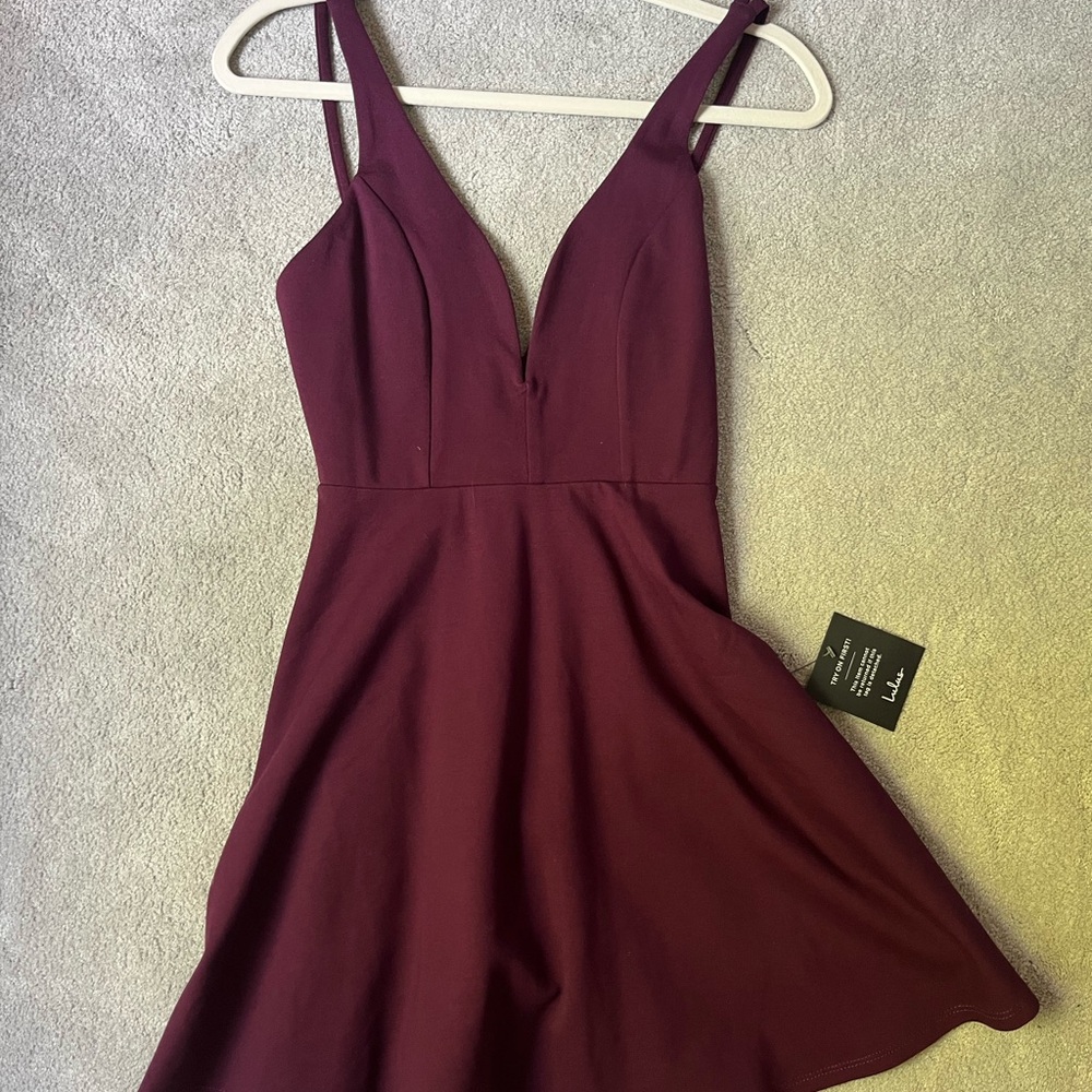 Lulu's Red A-line Mini Dress V-neck Sleeveless Cocktail
